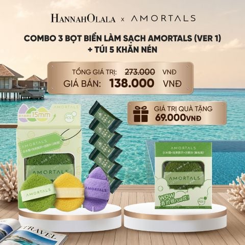  COMBO 3 BỌT BIỂN LÀM SẠCH AMORTALS (VER 1) + TÚI 5 KHĂN NÉN_ D206 
