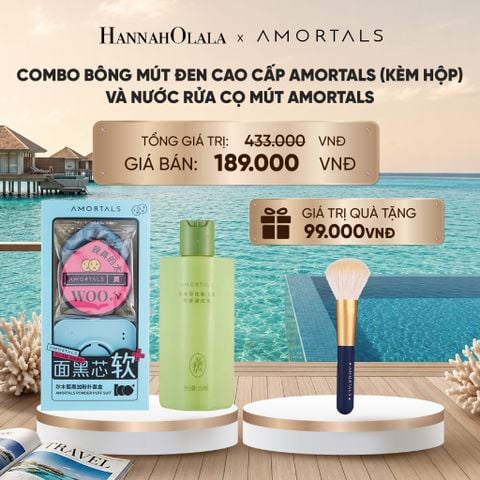  COMBO BÔNG MÚT ĐEN CAO CẤP AMORTALS (KÈM HỘP) AMORTALS VÀ NƯỚC RỬA CỌ MÚT AMORTALS_ D264 