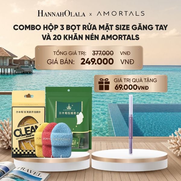  COMBO HỘP 3 BỌT RỬA MẶT SIZE GĂNG TAY VÀ 20 KHĂN NÉN AMORTALS_ D65 