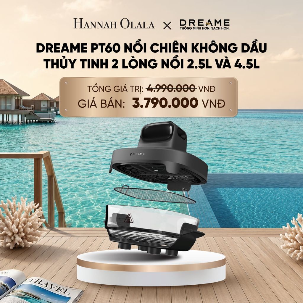  DREAME PT60 NỒI CHIÊN KHÔNG DẦU THỦY TINH 2 LÒNG NỒI 2.5L VÀ 4.5L - CÔNG SUẤT 1500W - BH 1 ĐỔI 1 TRONG 24 THÁNG_ D1159 
