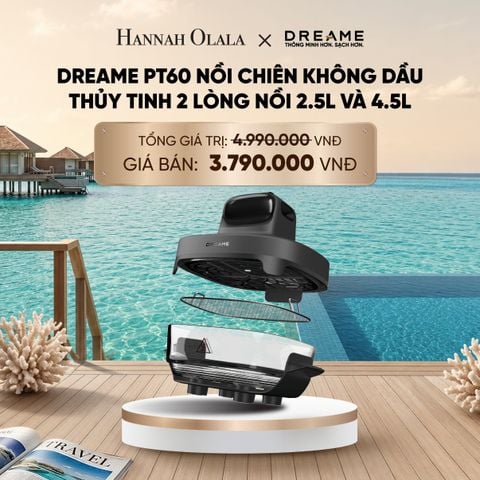  DREAME PT60 NỒI CHIÊN KHÔNG DẦU THỦY TINH 2 LÒNG NỒI 2.5L VÀ 4.5L - CÔNG SUẤT 1500W - BH 1 ĐỔI 1 TRONG 24 THÁNG_ D1159 