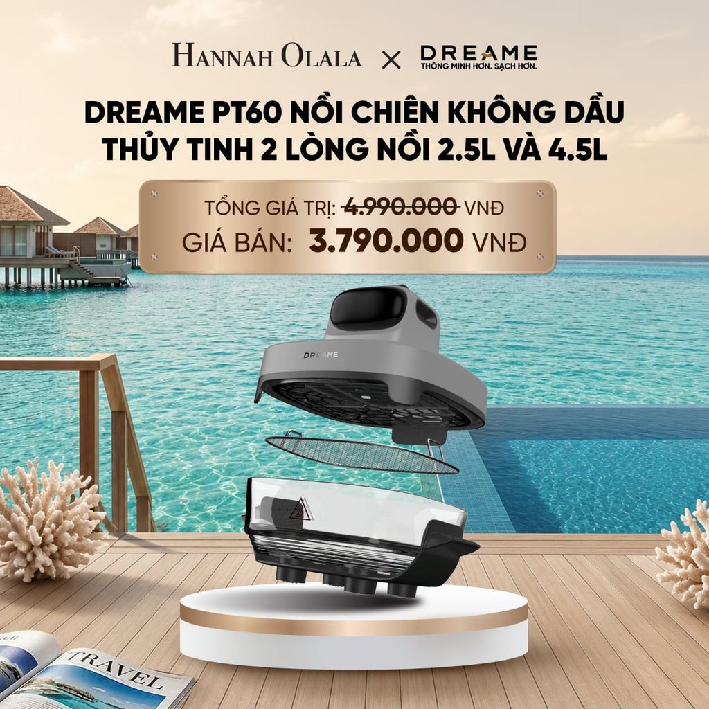  DREAME PT60 NỒI CHIÊN KHÔNG DẦU THỦY TINH 2 LÒNG NỒI 2.5L VÀ 4.5L - CÔNG SUẤT 1500W - BH 1 ĐỔI 1 TRONG 24 THÁNG_ D1159 