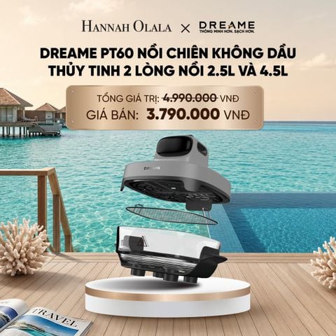  DREAME PT60 NỒI CHIÊN KHÔNG DẦU THỦY TINH 2 LÒNG NỒI 2.5L VÀ 4.5L - CÔNG SUẤT 1500W - BH 1 ĐỔI 1 TRONG 24 THÁNG_ D1159 