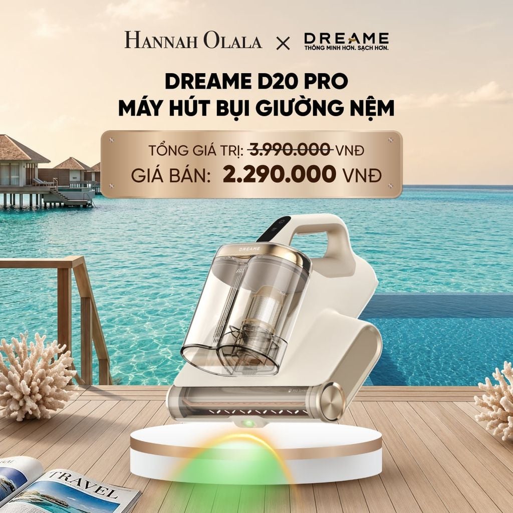  DREAME D20 PRO MÁY HÚT BỤI GIƯỜNG NỆM LỰC HÚT 15.500 PA - DIỆT KHUẨN LED UV ĐẾN 99,99% - BH 24 THÁNG 
