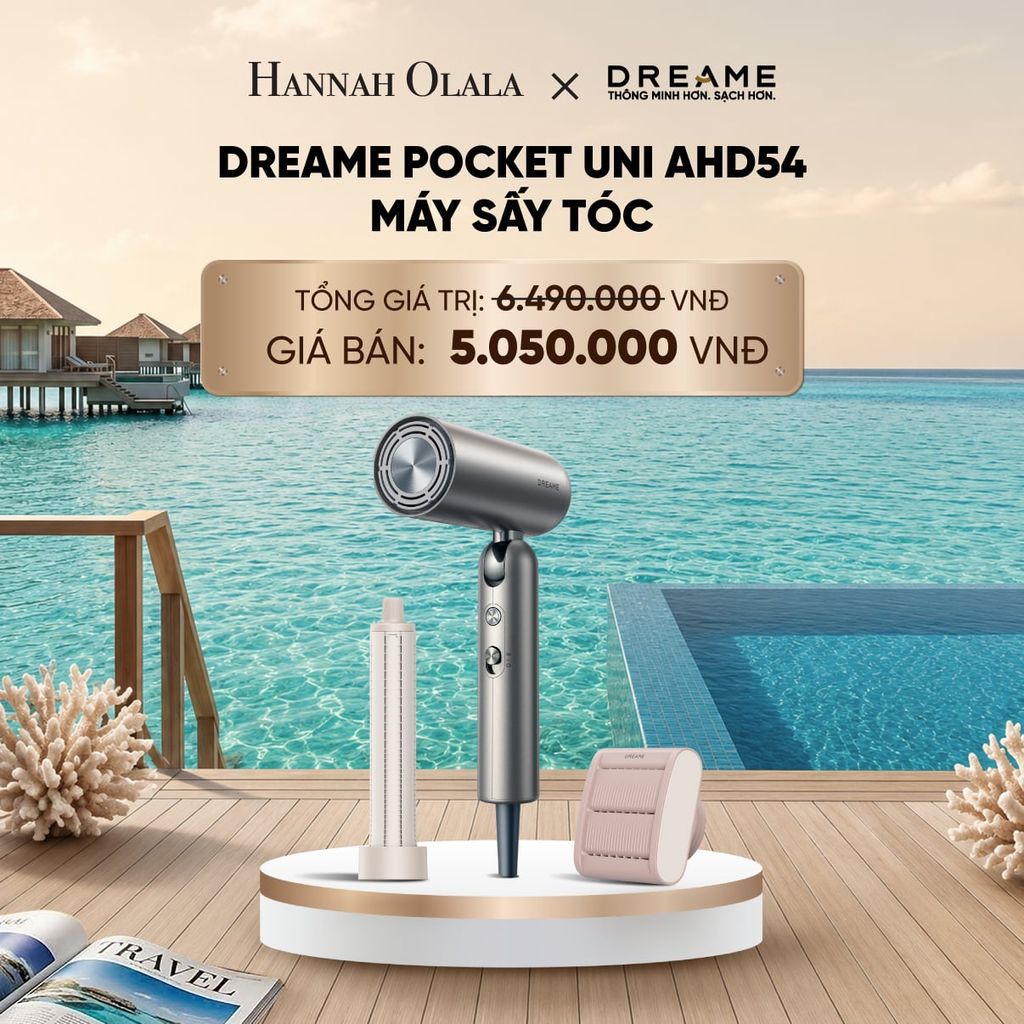  DREAME POCKET UNI AHD54 MÁY SẤY TÓC ION ÂM TƯƠNG THÍCH ĐIỆN ÁP TOÀN CẦU GẤP GỌN TÍCH HỢP TẠO KIỂU TÓC - BH 24 THÁNG_ D1170 