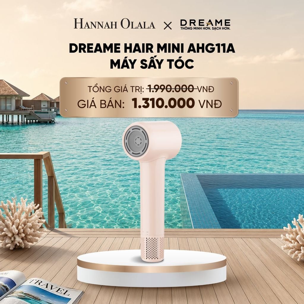 DREAME HAIR MINI AHG11A MÁY SẤY TÓC ION ÂM SIÊU NHỎ GỌN 270G ĐỘNG CƠ TỐC ĐỘ CAO - BH 24 THÁNG_ D1318 