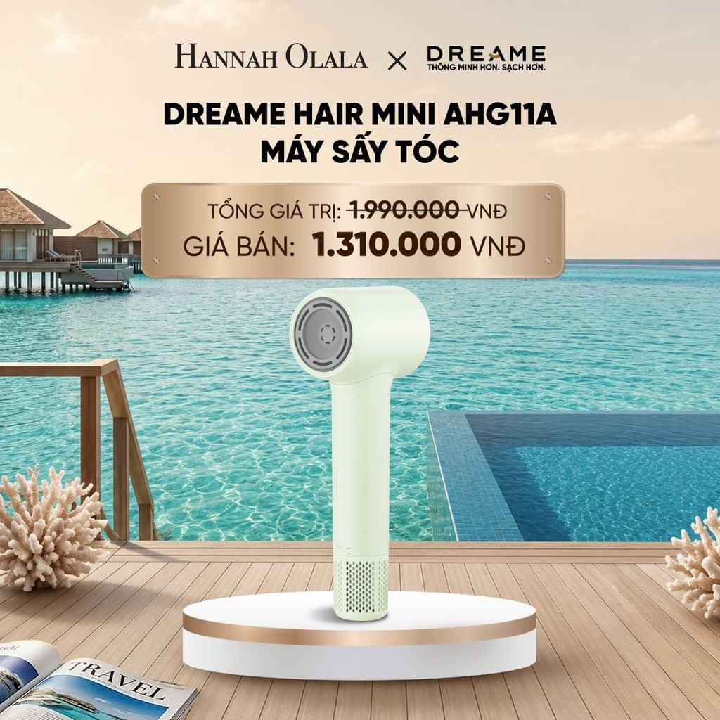  DREAME HAIR MINI AHG11A MÁY SẤY TÓC ION ÂM SIÊU NHỎ GỌN 270G ĐỘNG CƠ TỐC ĐỘ CAO - BH 24 THÁNG_ D1161 