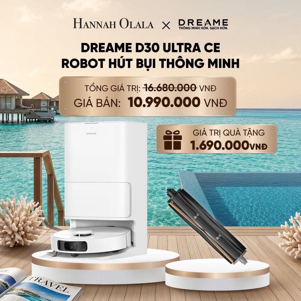  DREAME D30 ULTRA CE ROBOT HÚT BỤI THÔNG MINH - LỰC HÚT 25.000PA - SẤY KHÔ GIẺ LAU KHÍ NÓNG - BH 24 THÁNG_ D1162 