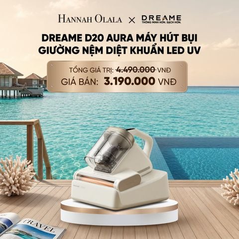  DREAME D20 AURA MÁY HÚT BỤI GIƯỜNG NỆM DIỆT KHUẨN LED UV - LỰC HÚT 16.000PA - SẤY KHÍ NÓNG 3D 70°C - BH 24 THÁNG 