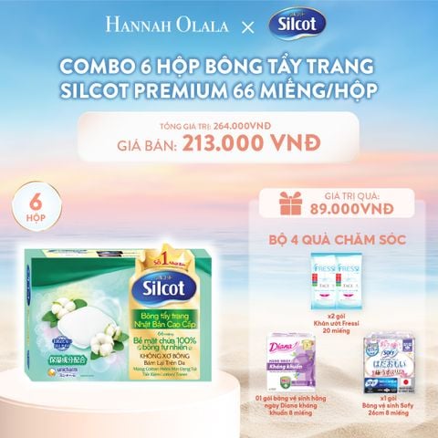  C440_Deal 4: COMBO 6 HỘP BÔNG TRANG ĐIỂM (BÔNG TẨY TRANG) CAO CẤP SILCOT PREMIUM 66 MIẾNG/HỘP 