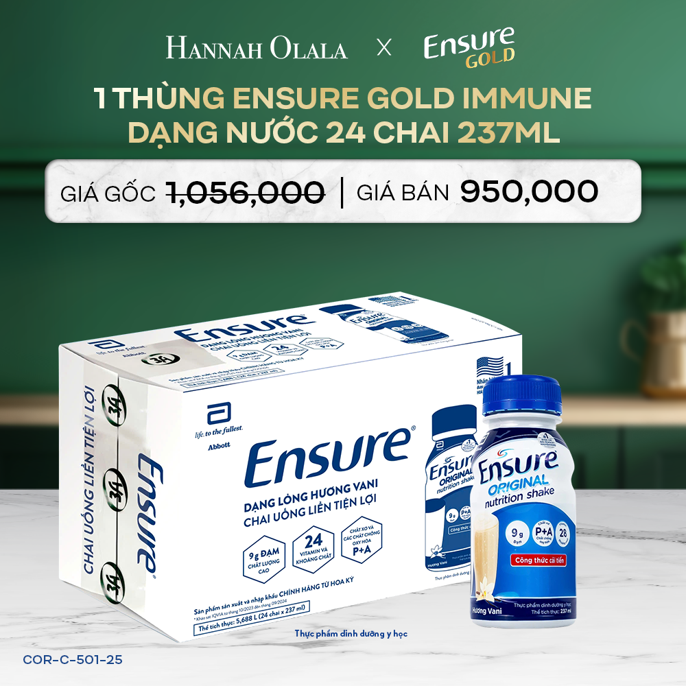 DEAL 11: 1 THÙNG ENSURE GOLD IMMUNE DẠNG NƯỚC 24 CHAI 237ML 