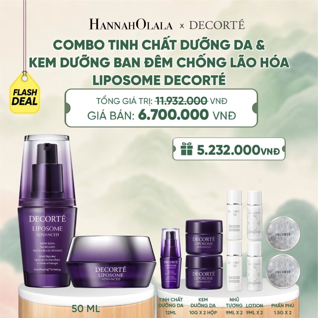  COMBO TINH CHẤT DƯỠNG DA & KEM DƯỠNG BAN ĐÊM CHỐNG LÃO HÓA LIPOSOME DECORTÉ - A483 