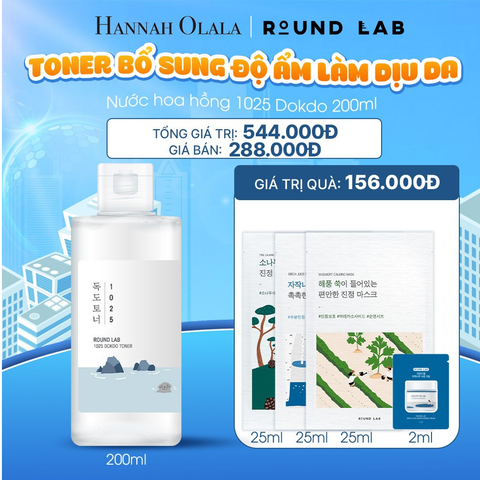  M55_DEAL 1: NƯỚC HOA HỒNG ROUND LAB 1025 DOKDO TONER 200ML BỔ SUNG ĐỘ ẨM LÀM DỊU DA 