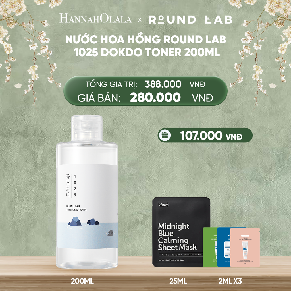  DEAL 1: NƯỚC HOA HỒNG ROUND LAB 1025 DOKDO TONER 200ML BỔ SUNG ĐỘ ẨM LÀM DỊU DA 