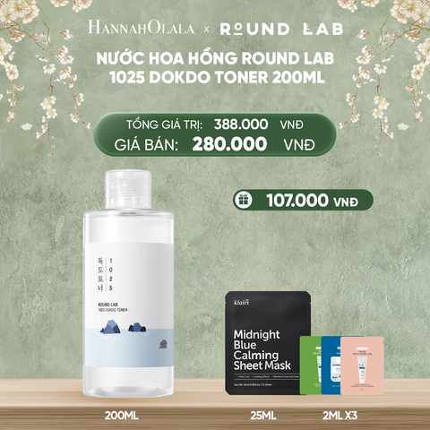  DEAL 1: NƯỚC HOA HỒNG ROUND LAB 1025 DOKDO TONER 200ML BỔ SUNG ĐỘ ẨM LÀM DỊU DA 