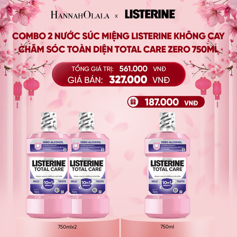  DEAL 2: COMBO 2 NƯỚC SÚC MIỆNG CHĂM SÓC TOÀN DIỆN KHÔNG CAY LISTERINE TOTAL CARE ZERO 750ML 