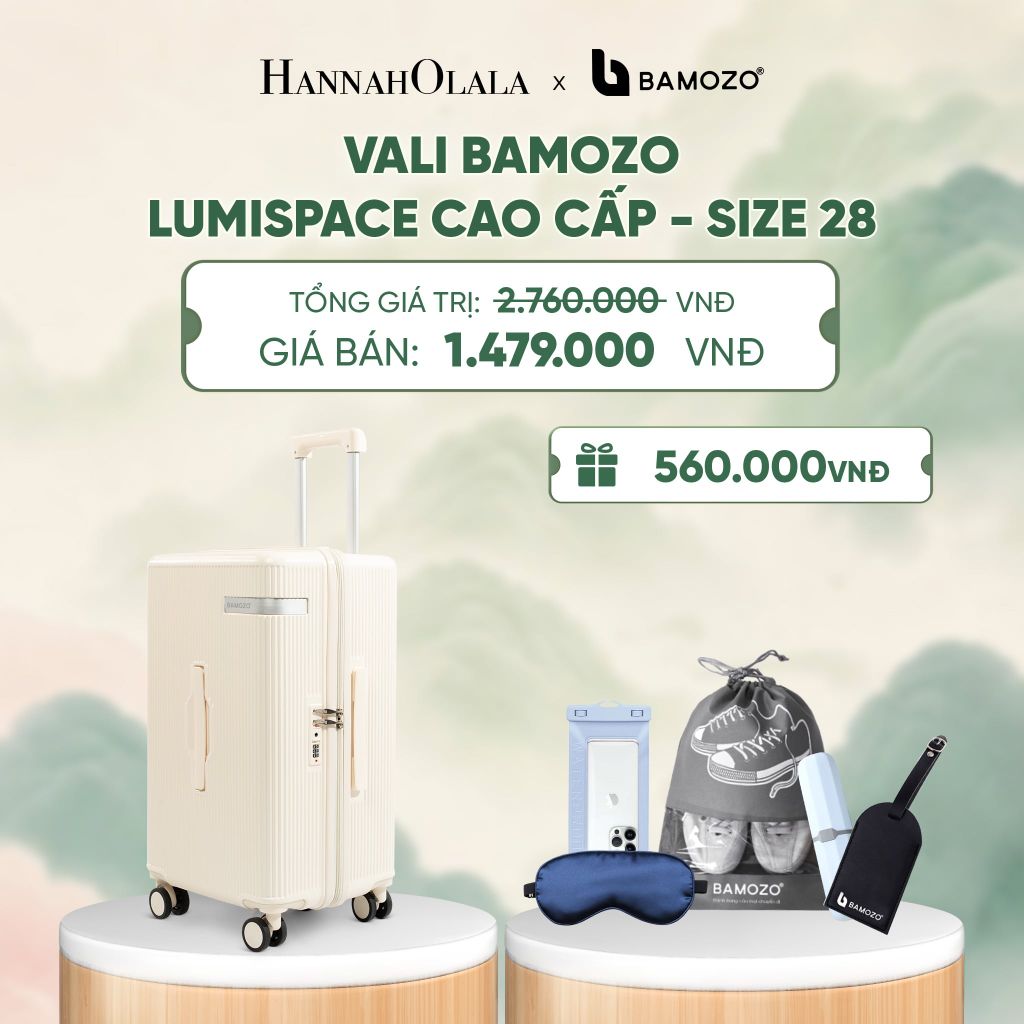  VALI BAMOZO LUMISPACE CAO CẤP (TẶNG TAG VALI DA + TÚI ĐỰNG ĐT CHỐNG NƯỚC + TÚI ĐỰNG GIÀY + HỘP ĐỰNG BÀN CHẢI + BỊT MẮT) - DEAL 1 - A670 