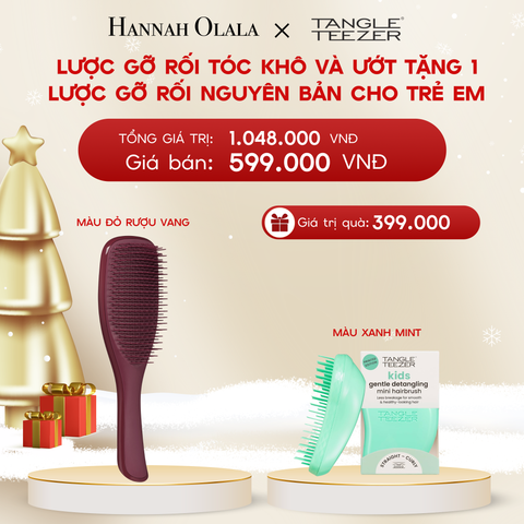  DEAL 1: MUA 1 LƯỢC GỠ RỐI TÓC KHÔ VÀ ƯỚT MÀU ĐỎ RƯỢU VANG TẶNG 1 LƯỢC GỠ RỐI TÓC ƯỚT NGUYÊN BẢN MINI MÀU XANH MINT 