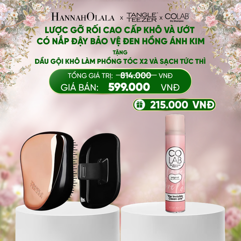  DEAL 1: [MUA 1 TẶNG 1] LƯỢC GỠ RỐI CÓ NẮP ĐẬY TIẸN DỤNG MÀU ĐEN HỒNG ÁNH KIM TẶNG 1 DẦU GỘI KHÔ LÀM PHỒNG X2 VÀ SẠCH TÓC TỨC THÌ 