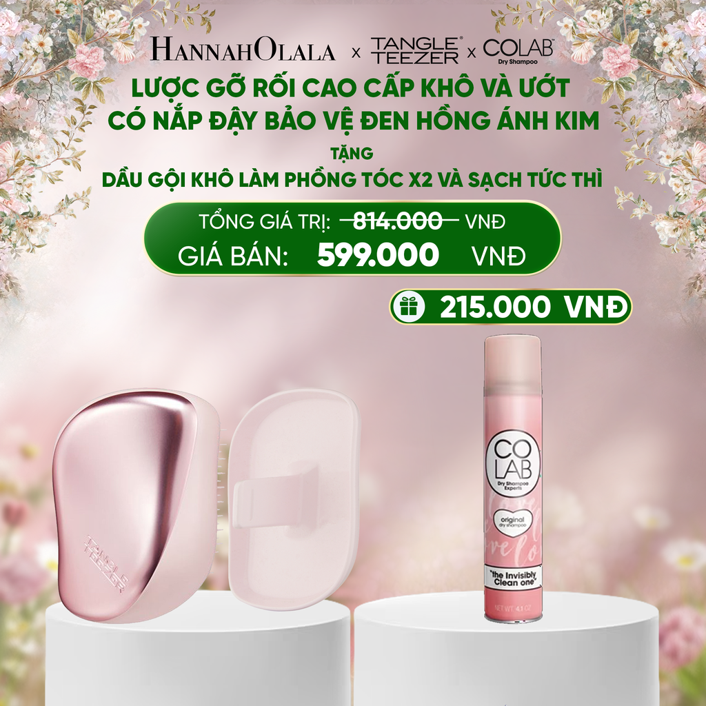  DEAL 2: [MUA 1 TẶNG 1] LƯỢC GỠ RỐI CÓ NẮP ĐẬY TIẸN DỤNG MÀU HỒNG ÁNH KIM TẶNG 1 DẦU GỘI KHÔ LÀM PHỒNG X2 VÀ SẠCH TÓC TỨC THÌ 