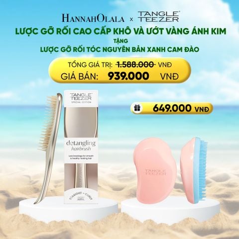  DEAL 1: MUA 1 LƯỢC GỠ RỐI TÓC CAO CẤP KHÔ VÀ ƯỚT MÀU VÀNG ÁNH KIM - TẶNG 1 LƯỢC GỠ RỐI TÓC ƯỚT NGUYÊN BẢN XANH CAM ĐÀO 