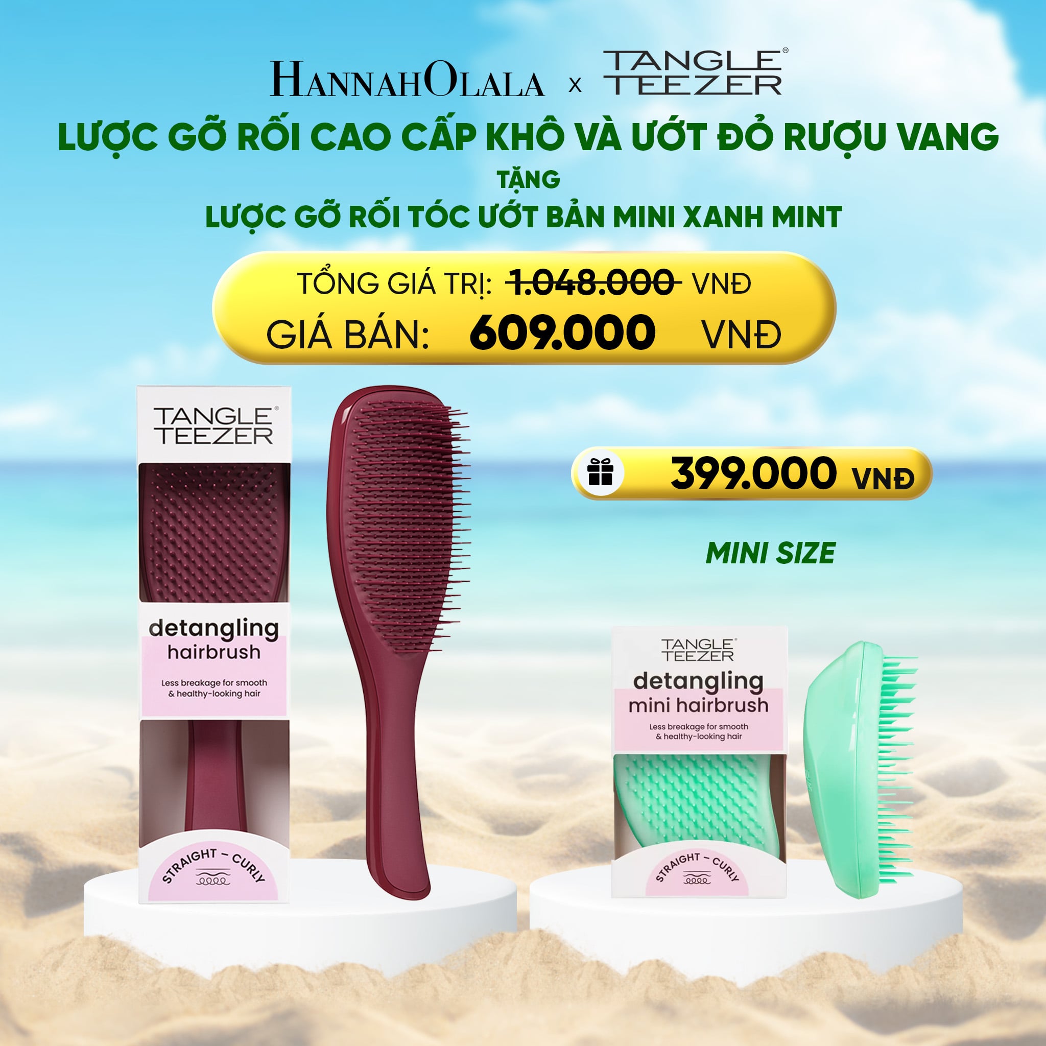 Lược Gỡ Rối Tóc Màu Đỏ Rượu Vang