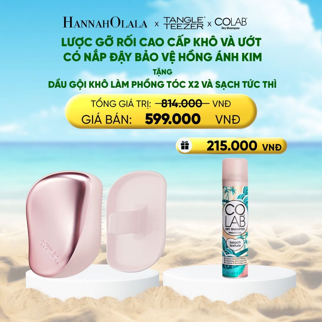  DEAL 9: [MUA 1 - TẶNG 1] LƯỢC GỠ RỐI CÓ NẮP ĐẬY TIẸN DỤNG MÀU HỒNG ÁNH KIM - TẶNG 1 DẦU GỘI KHÔ LÀM PHỒNG X2 VÀ SẠCH TÓC TỨC THÌ 