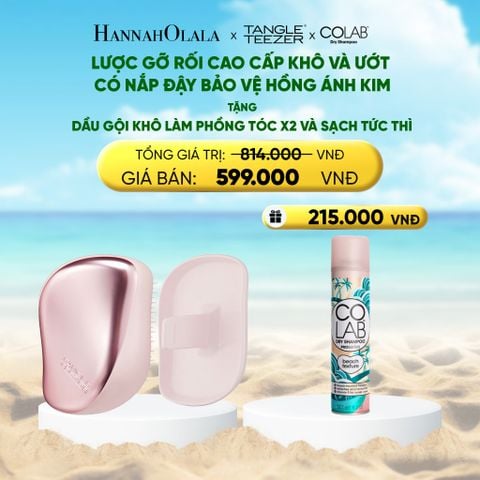  DEAL 9: [MUA 1 - TẶNG 1] LƯỢC GỠ RỐI CÓ NẮP ĐẬY TIẸN DỤNG MÀU HỒNG ÁNH KIM - TẶNG 1 DẦU GỘI KHÔ LÀM PHỒNG X2 VÀ SẠCH TÓC TỨC THÌ 