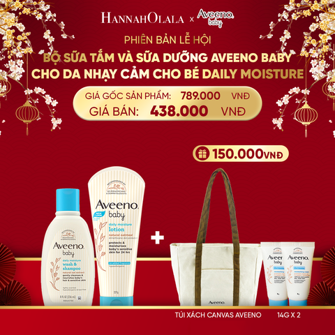  A1788_DEAL 12: BỘ SỮA TẮM VÀ SỮA DƯỠNG AVEENO BABY CHO DA NHẠY CẢM CHO BÉ DAILY MOISTURE 