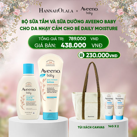  DEAL 12: BỘ SỮA TẮM VÀ SỮA DƯỠNG AVEENO BABY CHO DA NHẠY CẢM CHO BÉ DAILY MOISTURE 