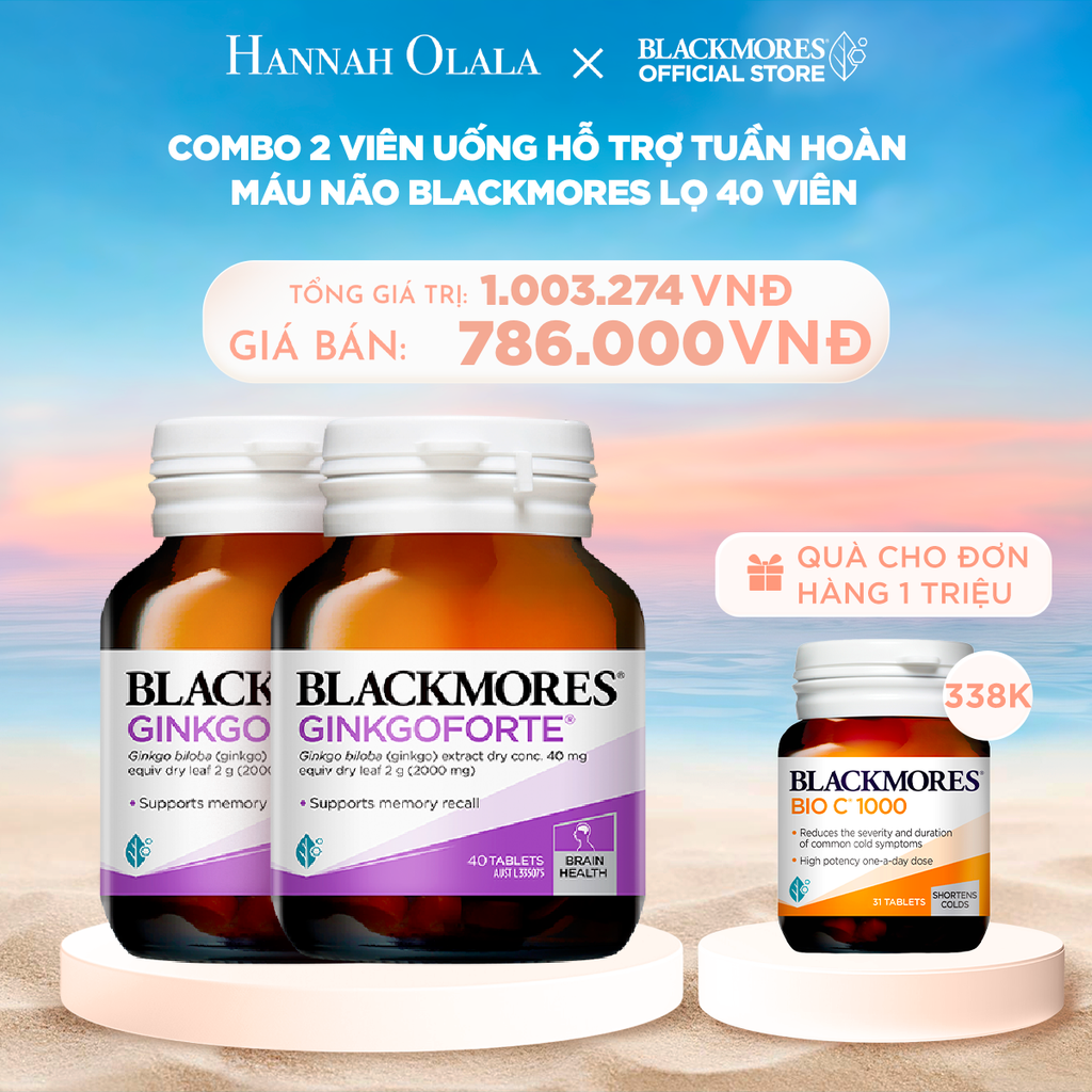  C668_DEAL 3.1: COMBO 2 VIÊN UỐNG HỖ TRỢ TUẦN HOÀN MÁU NÃO BLACKMORES GINKGOFORTE LỌ 40 VIÊN 