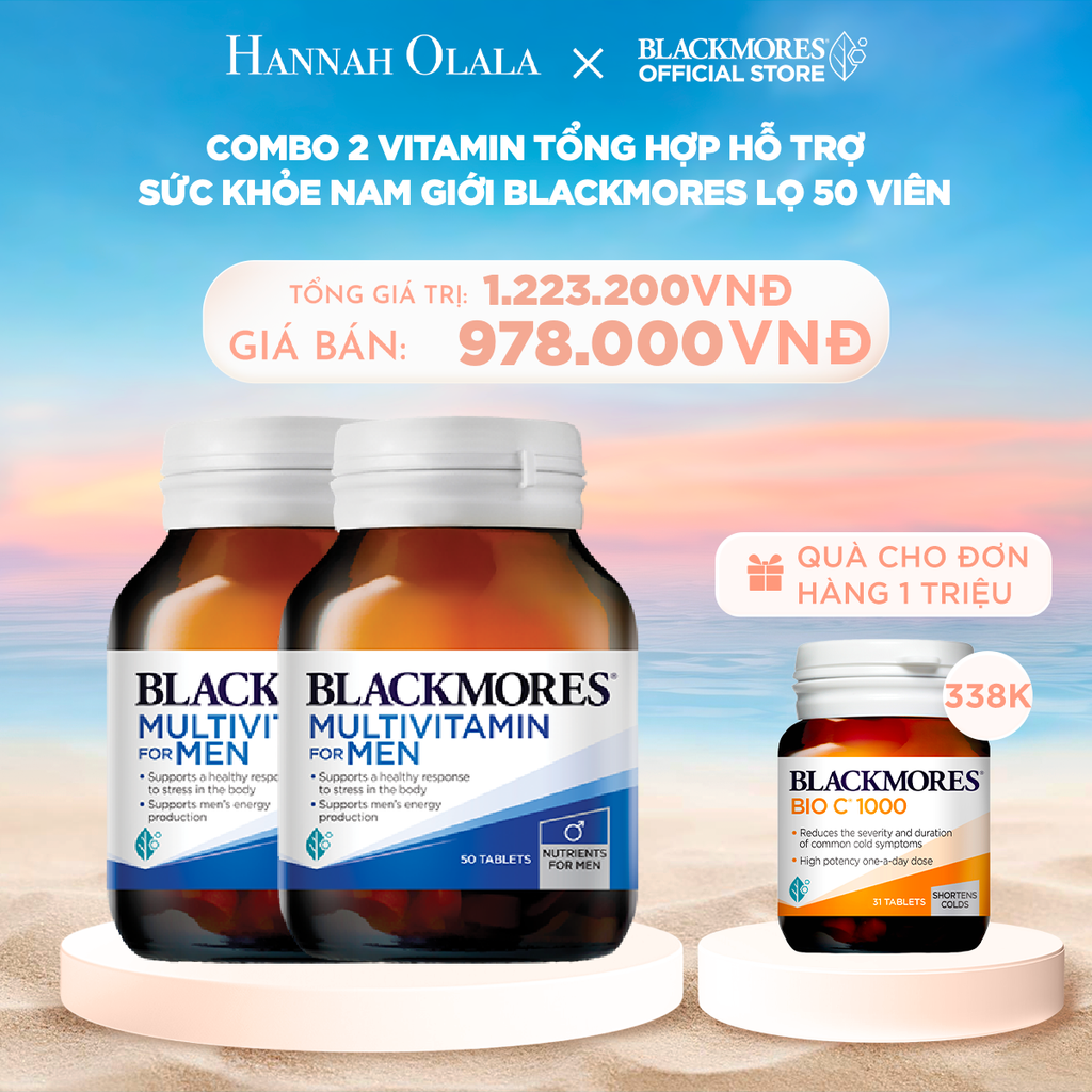  C670_DEAL 4.1: COMBO 2 VITAMIN TỔNG HỢP HỖ TRỢ SỨC KHỎE NAM GIỚI BLACKMORES MULTIVITAMIN FOR MEN LỌ 50 VIÊN 