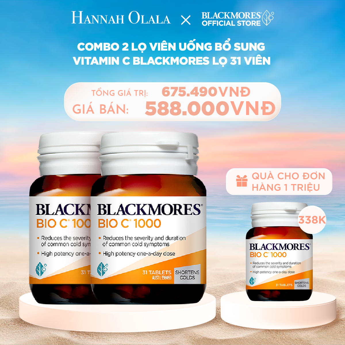  C661_DEAL 5.1: COMBO 2 LỌ VIÊN UỐNG BỔ SUNG VITAMIN C BLACKMORES BIO C 1000MG LỌ 31 VIÊN 