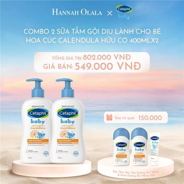  DEAL 13: COMBO 02 SỮA TẮM GỘI DỊU LÀNH CHO BÉ CETAPHIL BABY WASH & SHAMPOO VỚI HOA CÚC HỮU CƠ 400ML 