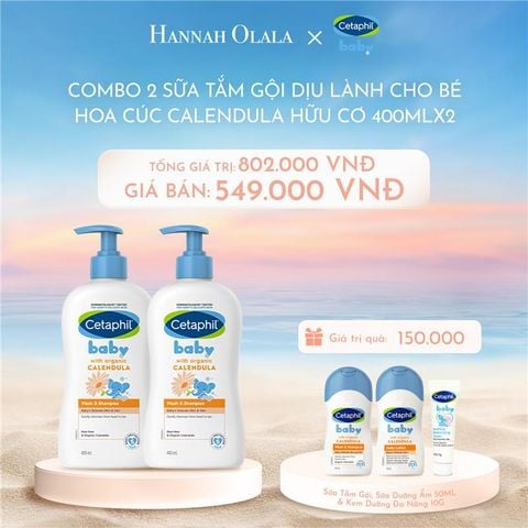  DEAL 13: COMBO 02 SỮA TẮM GỘI DỊU LÀNH CHO BÉ CETAPHIL BABY WASH & SHAMPOO VỚI HOA CÚC HỮU CƠ 400ML 