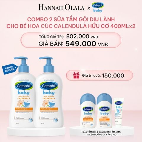  E437_DEAL 13: COMBO 02 SỮA TẮM GỘI DỊU LÀNH CHO BÉ CETAPHIL BABY WASH & SHAMPOO VỚI HOA CÚC HỮU CƠ 400ML 
