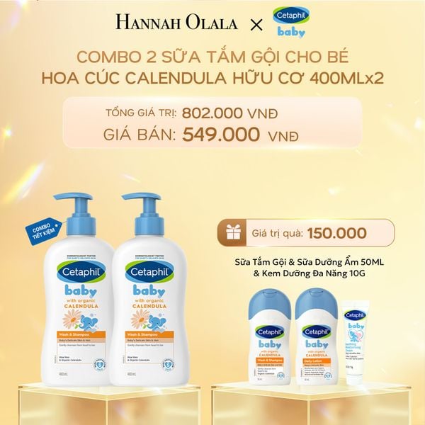  DEAL 13: COMBO 02 SỮA TẮM GỘI DỊU LÀNH CHO BÉ CETAPHIL BABY WASH & SHAMPOO VỚI HOA CÚC HỮU CƠ 400ML 