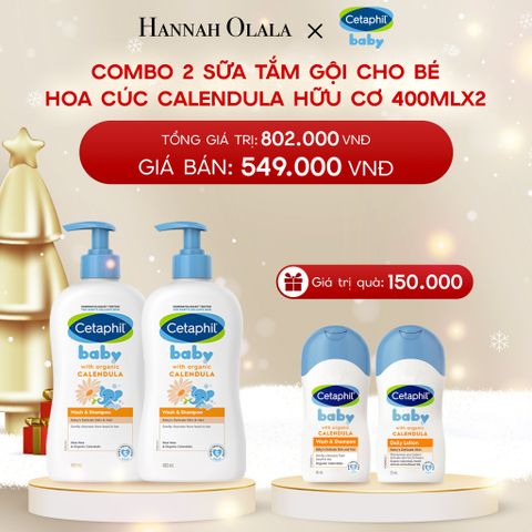  DEAL 13: COMBO 02 SỮA TẮM GỘI DỊU LÀNH CHO BÉ CETAPHIL BABY WASH & SHAMPOO VỚI HOA CÚC HỮU CƠ 400ML 