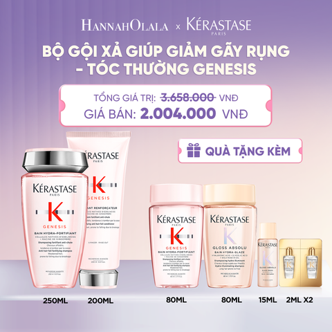  BỘ SẢN PHẨM DẦU GỘI BAIN HYDRA-FORTIFIANT GENESIS 250ML VÀ DẦU XẢ GENESIS FONDANT RENFORCATEUR 200ML  - L011 