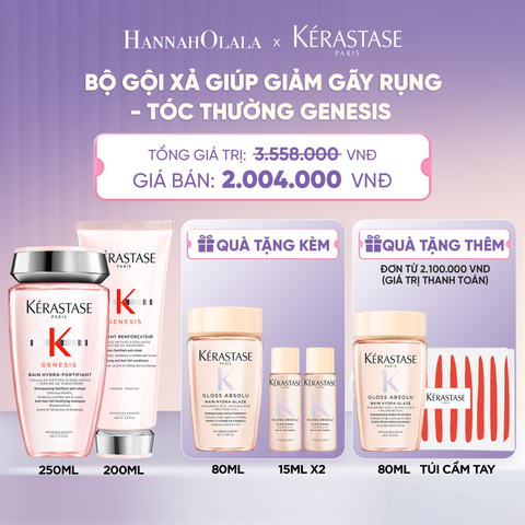  BỘ SẢN PHẨM DẦU GỘI BAIN HYDRA-FORTIFIANT GENESIS 250ML VÀ DẦU XẢ GENESIS FONDANT RENFORCATEUR 200ML - H026 