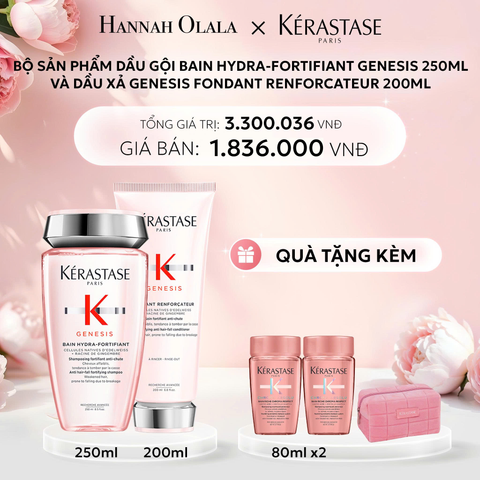  E1072: DEAL 4: BỘ SẢN PHẨM DẦU GỘI BAIN HYDRA-FORTIFIANT GENESIS 250ML VÀ DẦU XẢ GENESIS FONDANT RENFORCATEUR 200ML 