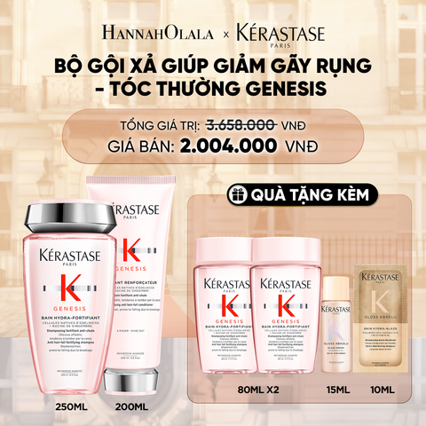  BỘ SẢN PHẨM DẦU GỘI BAIN HYDRA-FORTIFIANT GENESIS 250ML VÀ DẦU XẢ GENESIS FONDANT RENFORCATEUR 200ML - D11 