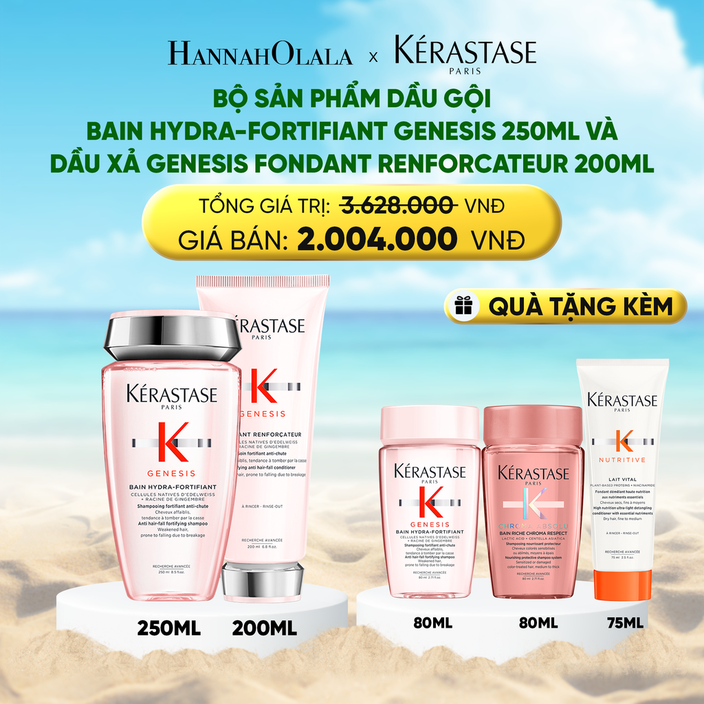  DEAL 3: BỘ SẢN PHẨM DẦU GỘI BAIN HYDRA-FORTIFIANT GENESIS 250ML VÀ DẦU XẢ GENESIS FONDANT RENFORCATEUR 200ML 