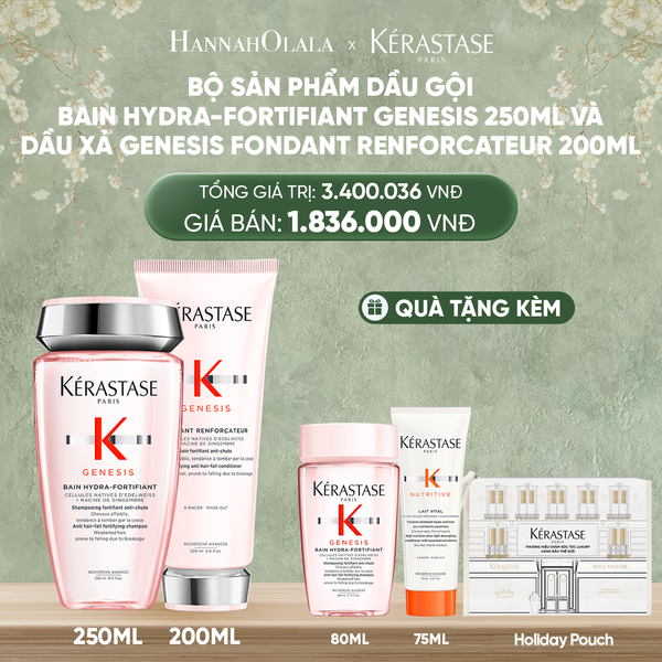  D999_DEAL 3: BỘ SẢN PHẨM DẦU GỘI BAIN HYDRA-FORTIFIANT GENESIS 250ML VÀ DẦU XẢ GENESIS FONDANT RENFORCATEUR 200ML 