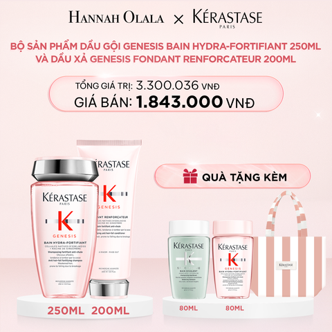  E814_DEAL 4: BỘ SẢN PHẨM DẦU GỘI BAIN HYDRA-FORTIFIANT GENESIS 250ML VÀ DẦU XẢ GENESIS FONDANT RENFORCATEUR 200ML 