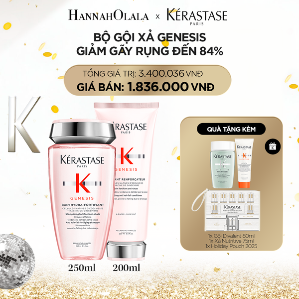  DEAL 4: BỘ SẢN PHẨM DẦU GỘI BAIN HYDRA-FORTIFIANT GENESIS 250ML VÀ DẦU XẢ GENESIS FONDANT RENFORCATEUR 200ML 