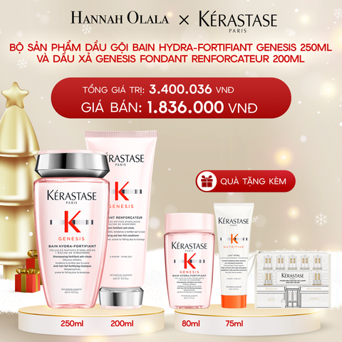  DEAL 3: BỘ SẢN PHẨM DẦU GỘI BAIN HYDRA-FORTIFIANT GENESIS 250ML VÀ DẦU XẢ GENESIS FONDANT RENFORCATEUR 200ML 