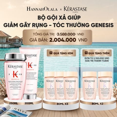  BỘ SẢN PHẨM DẦU GỘI BAIN HYDRA-FORTIFIANT GENESIS 250ML VÀ DẦU XẢ GENESIS FONDANT RENFORCATEUR 200ML 