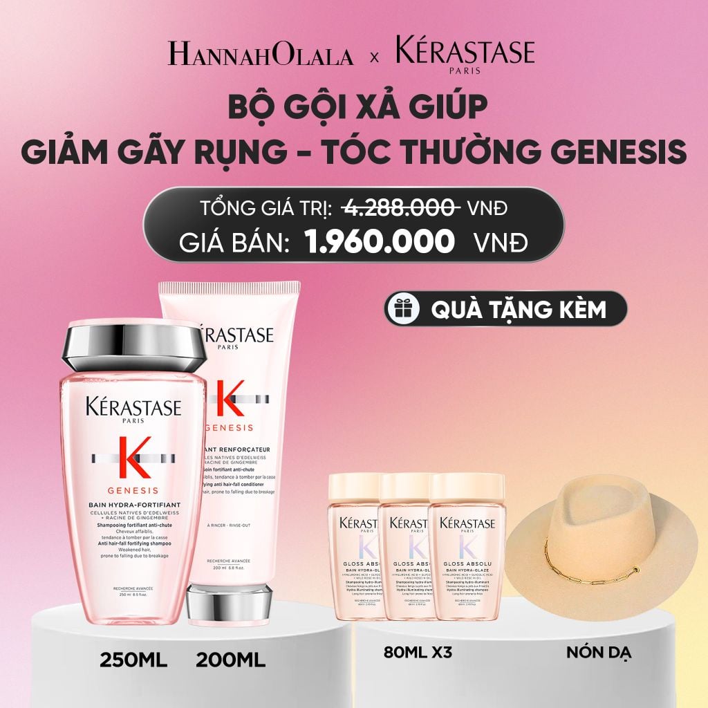  BỘ SẢN PHẨM DẦU GỘI BAIN HYDRA-FORTIFIANT GENESIS 250ML VÀ DẦU XẢ GENESIS FONDANT RENFORCATEUR 200ML_A1349 