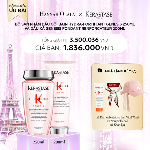  DEAL 4: BỘ SẢN PHẨM DẦU GỘI BAIN HYDRA-FORTIFIANT GENESIS 250ML VÀ DẦU XẢ GENESIS FONDANT RENFORCATEUR 200ML 